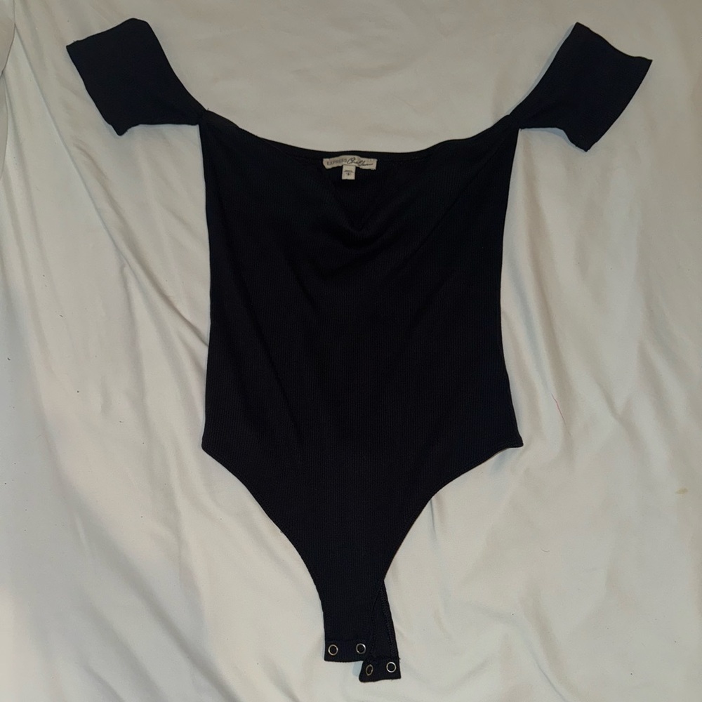 LIKE NEW Express Black Off-Shoulder V detail Bodysuit